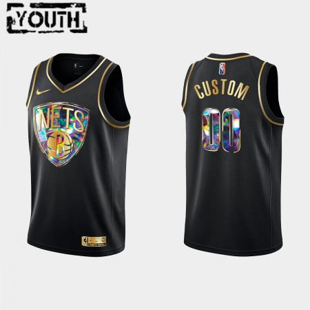 Dres Brooklyn Nets  Prilagođeni Nike 2021-22 Crno Golden Edition 75th Anniversary Diamond Swingman - Dječji